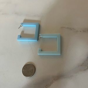 Anthropologie blue acrylic square earrings